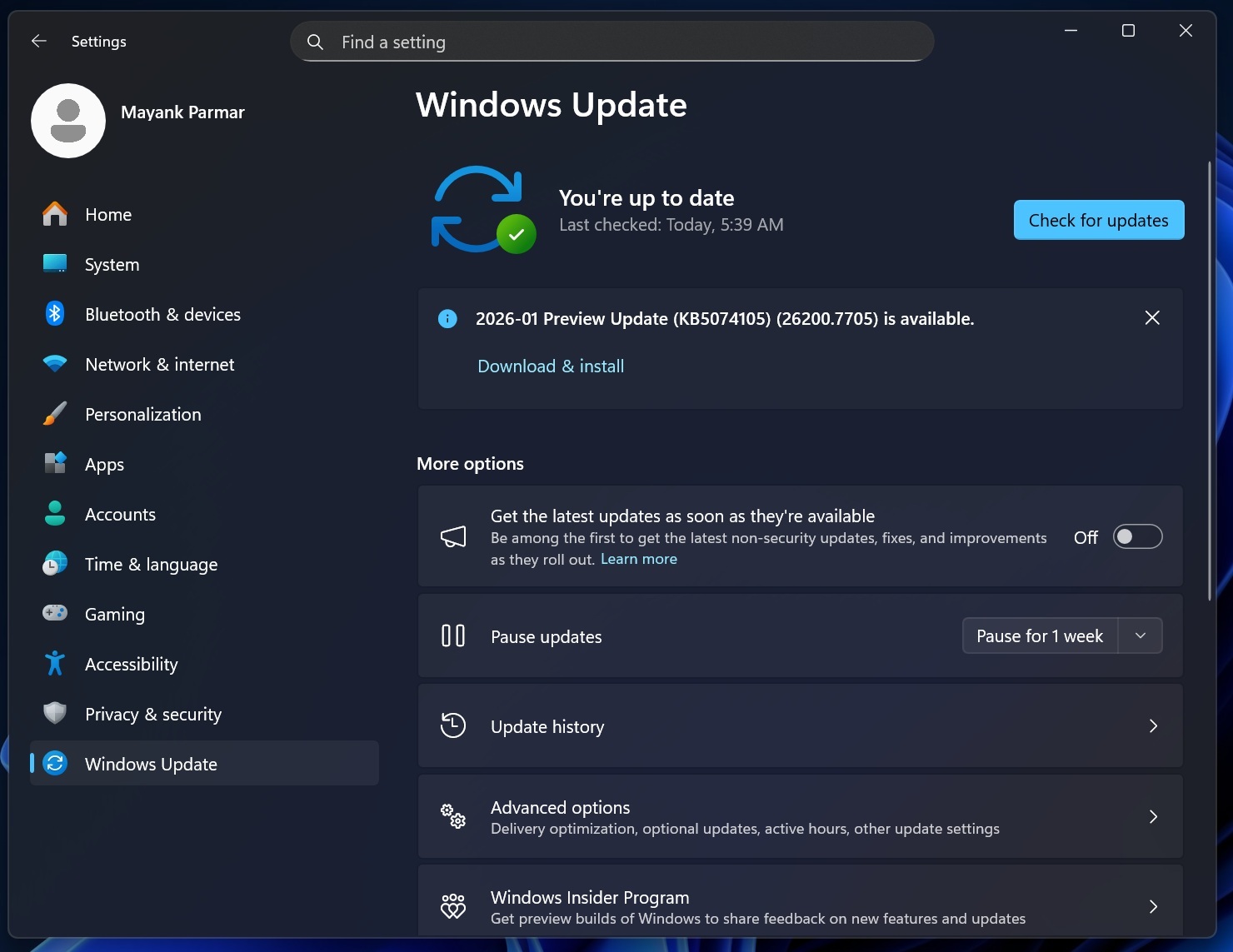 2026-01 Preview Update (KB5074105) (26200.7705)