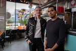 Owners of Mis Tacones, Polo Bañuelos, left, and Carlos Reynoso, at the Portland, Ore. restaurant on Thursday, Jan. 29, 2026. The owners made a joint decision with their staff to close for a general strike on Friday.
