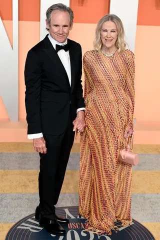 Bo Welch and Catherine O'Hara attend the 2025 Vanity Fair Oscar Party Karwai Tang/WireImage