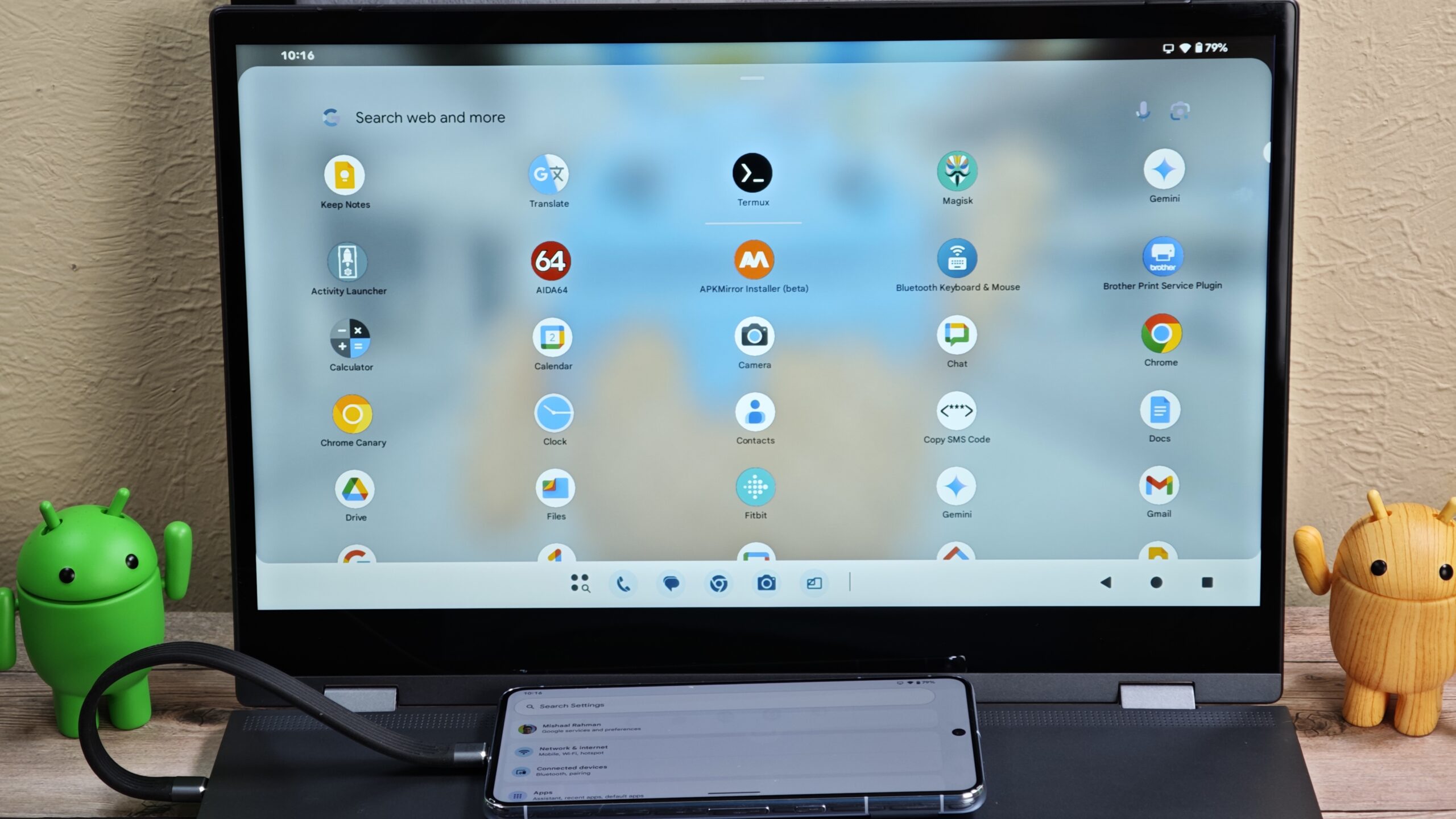 Android desktop mode app drawer