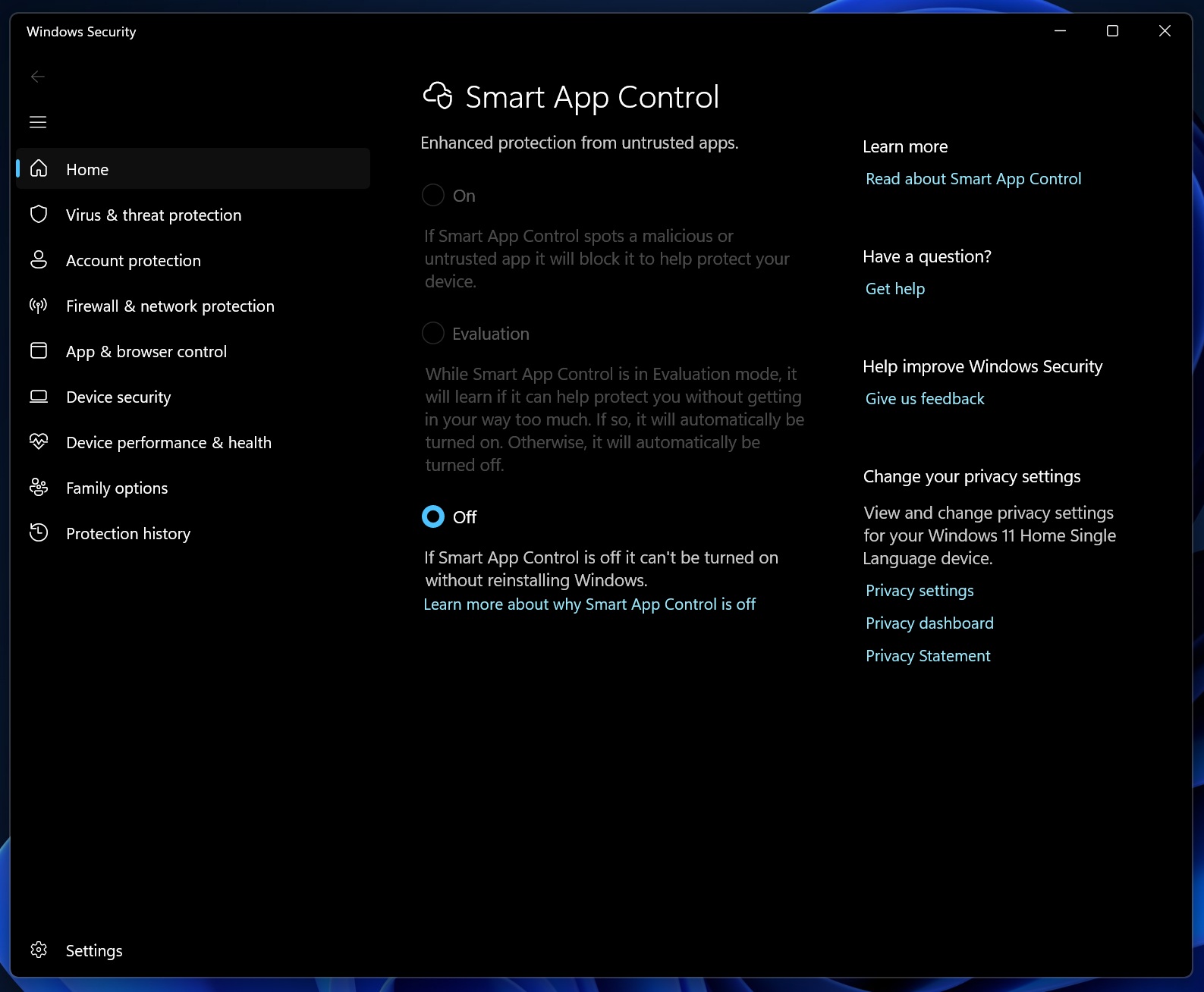 Smart App Control in Windows 11