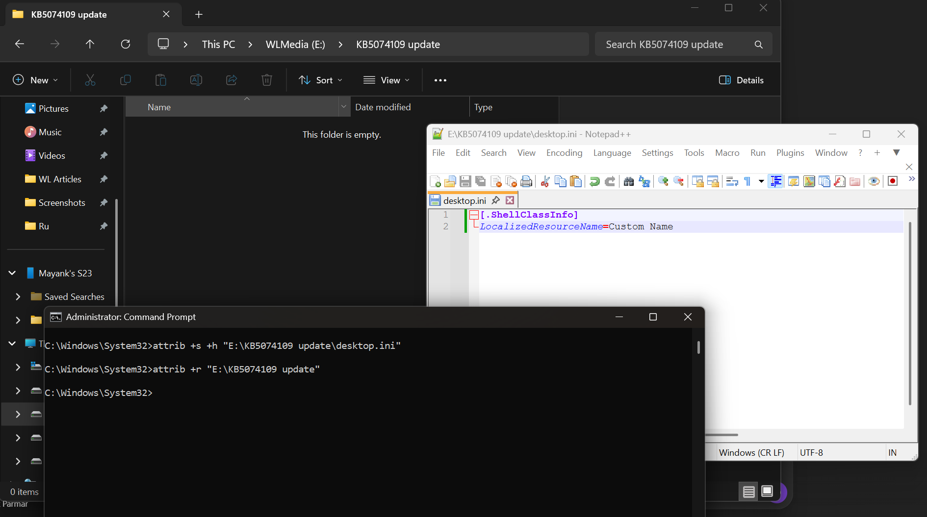 desktop.ini not working in Windows 11