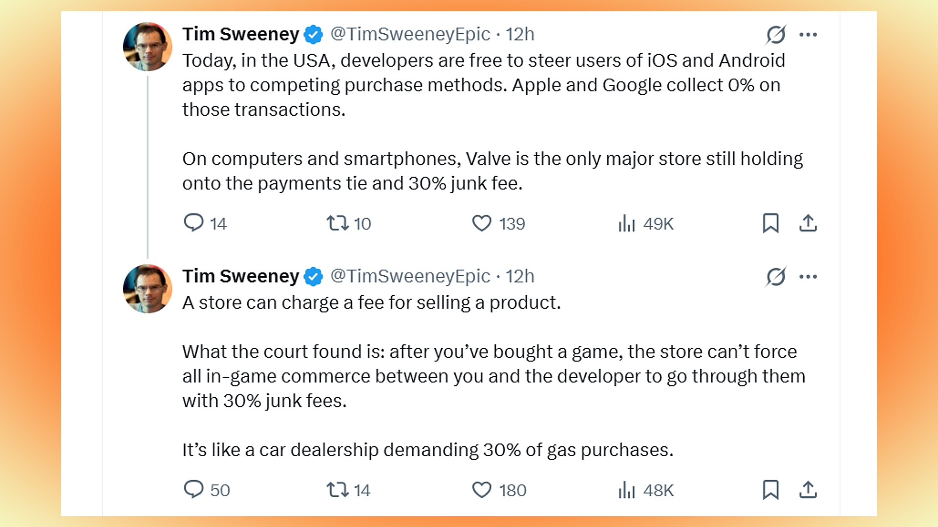 epic-games-ceo-tim-sweeney-steam-comments Epic Games: X posts by Epic CEO Tim Sweeney criticizing Steam