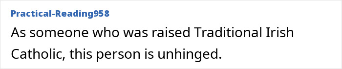 Text post stating views on someone raised Traditional Irish Catholic, related to Little Rascals star turned Catholic extremist living off the grid.