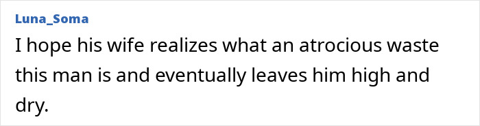 Comment from Luna_Soma criticizing a man, related to a Little Rascals star living off the grid after arrest.