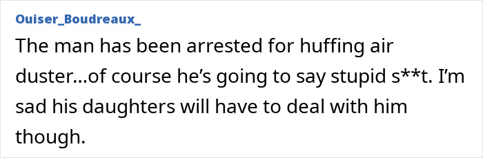 Comment discussing a Little Rascals star turned Catholic extremist living in poverty after arrest, expressing concern for his daughters.