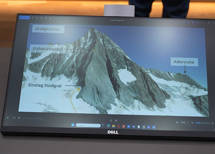 3D mountain map on a Dell laptop screen showing climbing routes related to a climber’s heartbreaking last words. 3D mountain map on a Dell laptop screen showing climbing routes related to a climber’s heartbreaking last words.