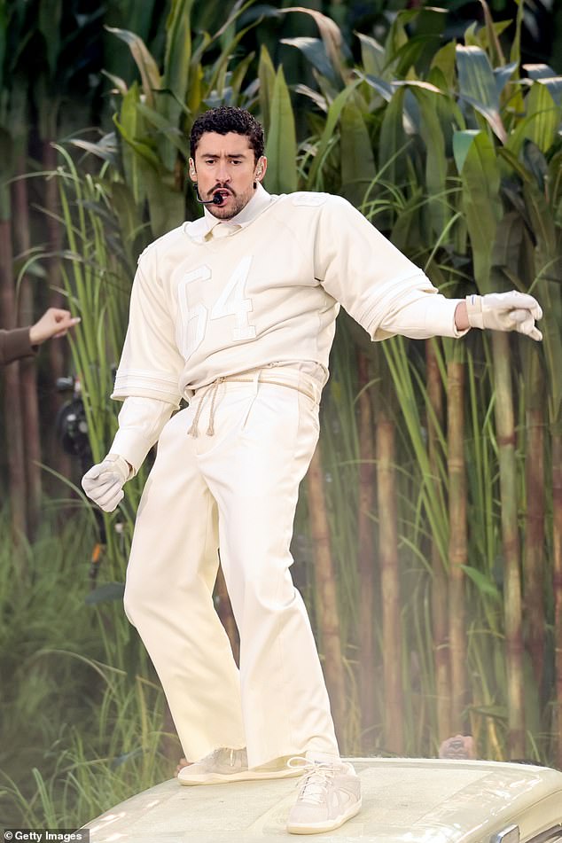 He first performed as a guest at 2020's Super Bowl LIV, which was co-headlined by Shakira (pictured) and Jennifer Lopez. Bad Bunny became the first Latin artist to solely headline the show