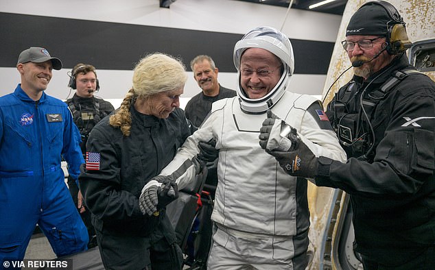 Mike Fincke declined to share specifics about his condition or current health but praised his colleagues and medical team for their 'professionalism and dedication.' Pictured is Fincke after returning from the ISS last month