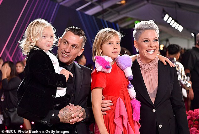 Pink and Hart pictured with their family at the People's Choice Awards in 2019