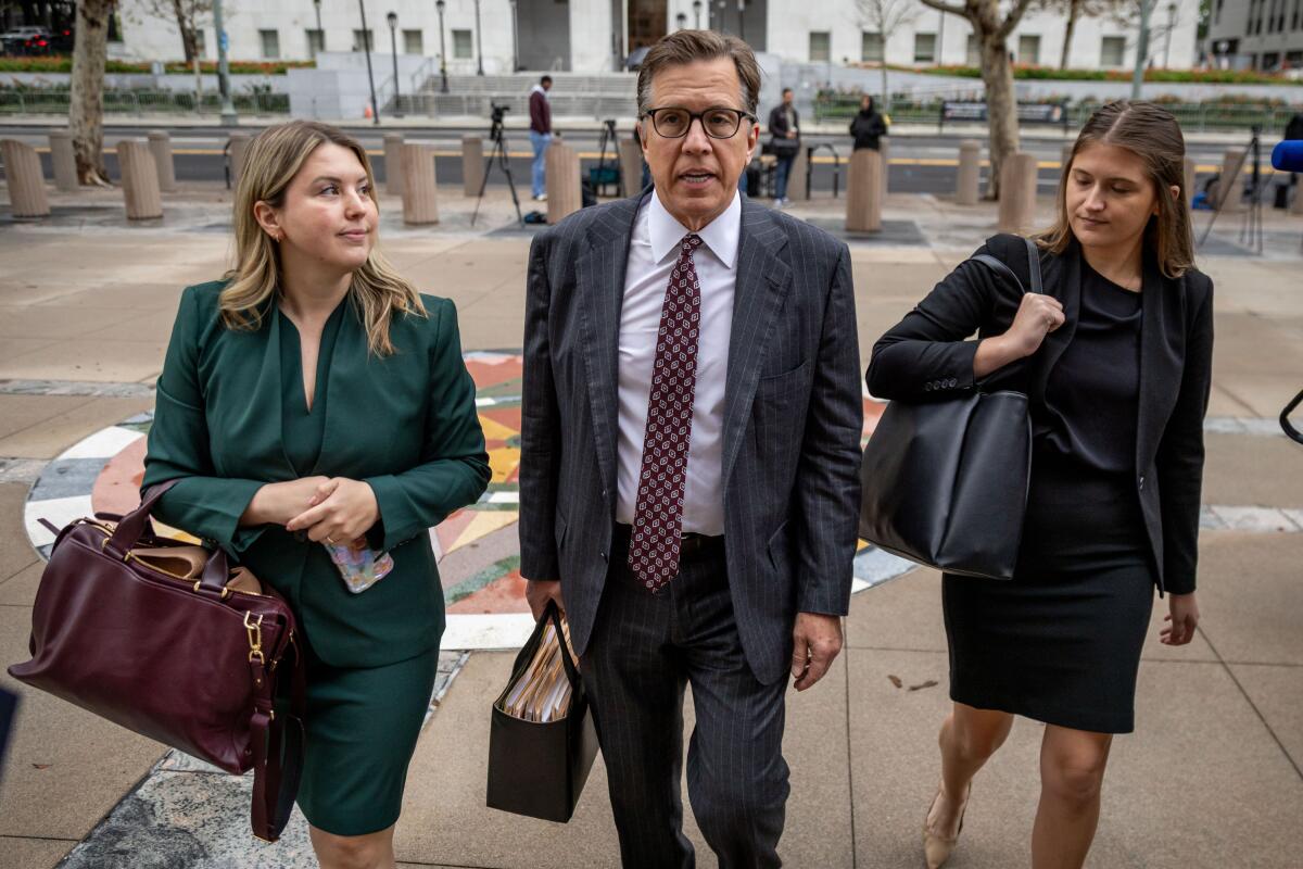 Plaintiffs attorney Mark Lanier arrives at court before testifying Wednesday.