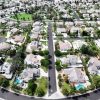 An aerial view of residential homes in Rancho Cucamonga, California, on September 17.