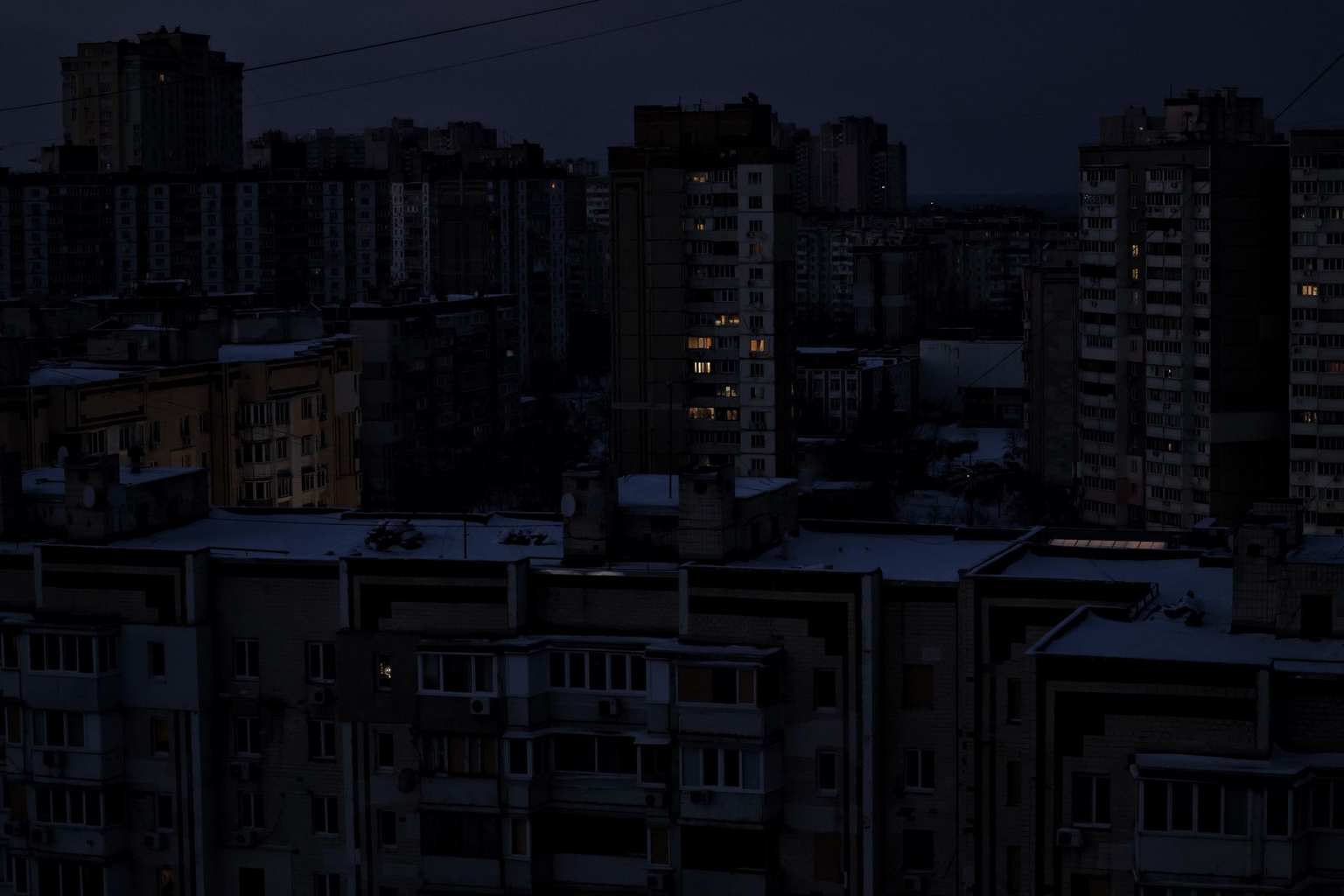 Power outage after Russian strikes damaged energy infrastructure in Kyiv, Ukraine, on Jan. 10, 2026. Power outage after Russian strikes damaged energy infrastructure in Kyiv, Ukraine, on Jan. 10, 2026