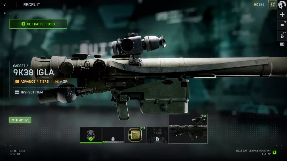 The Recruit track of the BF6 Season 2 battle pass.