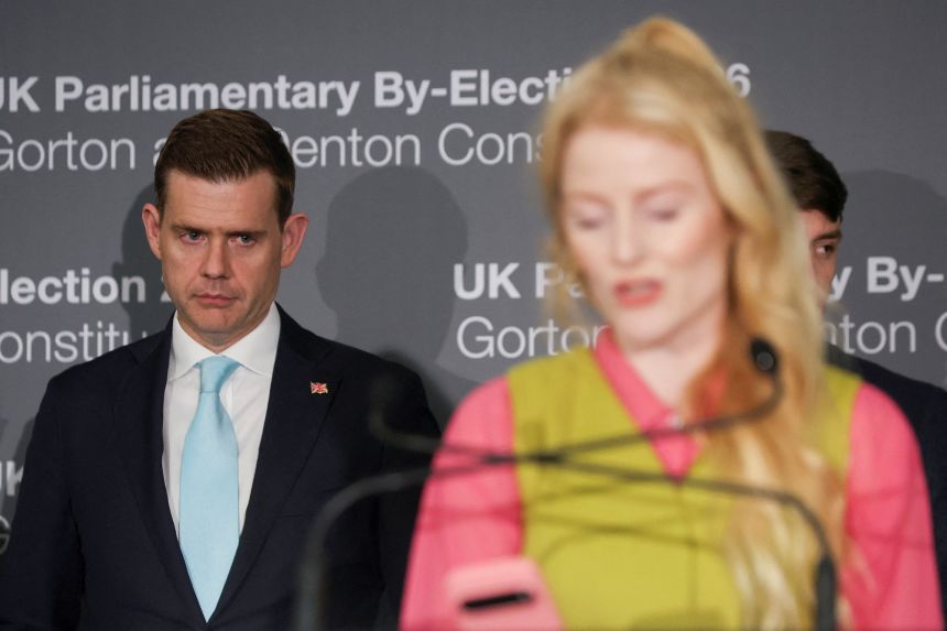 Reform UK party candidate Matt Goodwin looks on after his defeat to Spencer and the Greens.