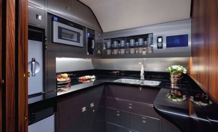A kitchen inside of a plane