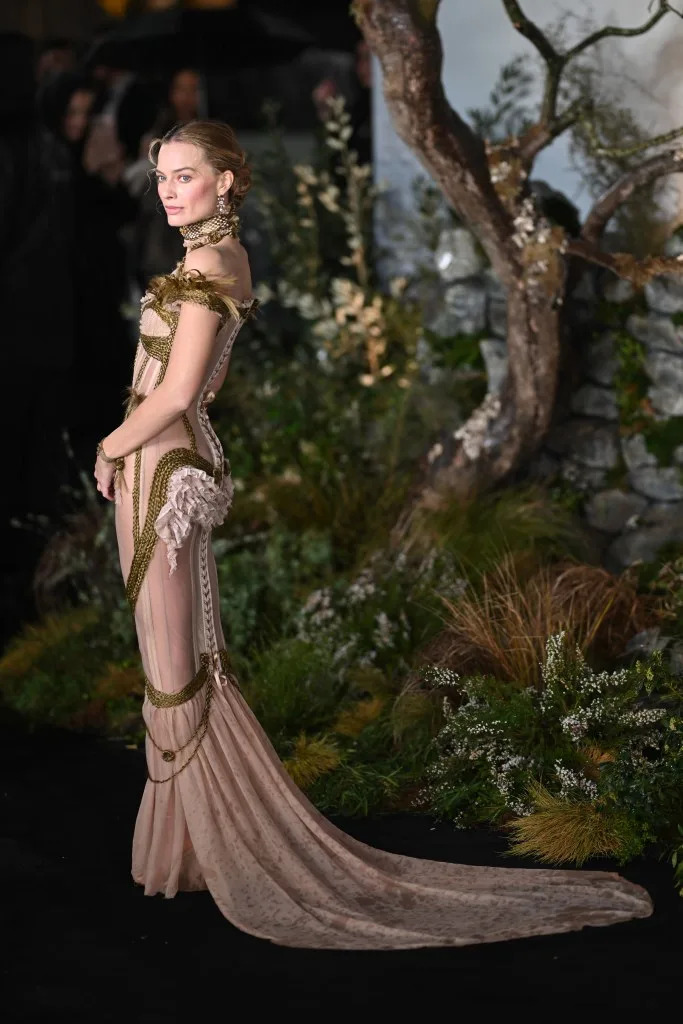 Crafted from sheer silk chiffon, the dress included a boned bodice. Samir Hussein/WireImage