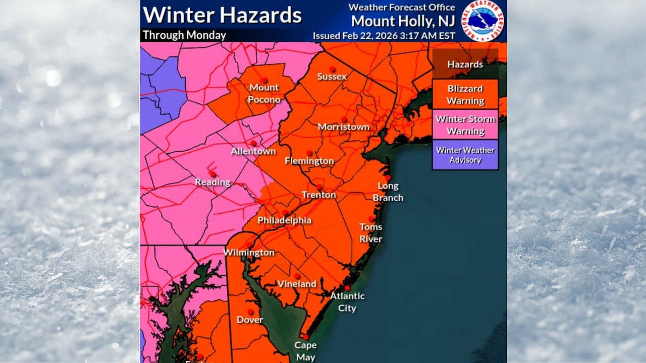 N.J. weather: Snow, snowfall forecast for blizzard nor'easter today, Sunday