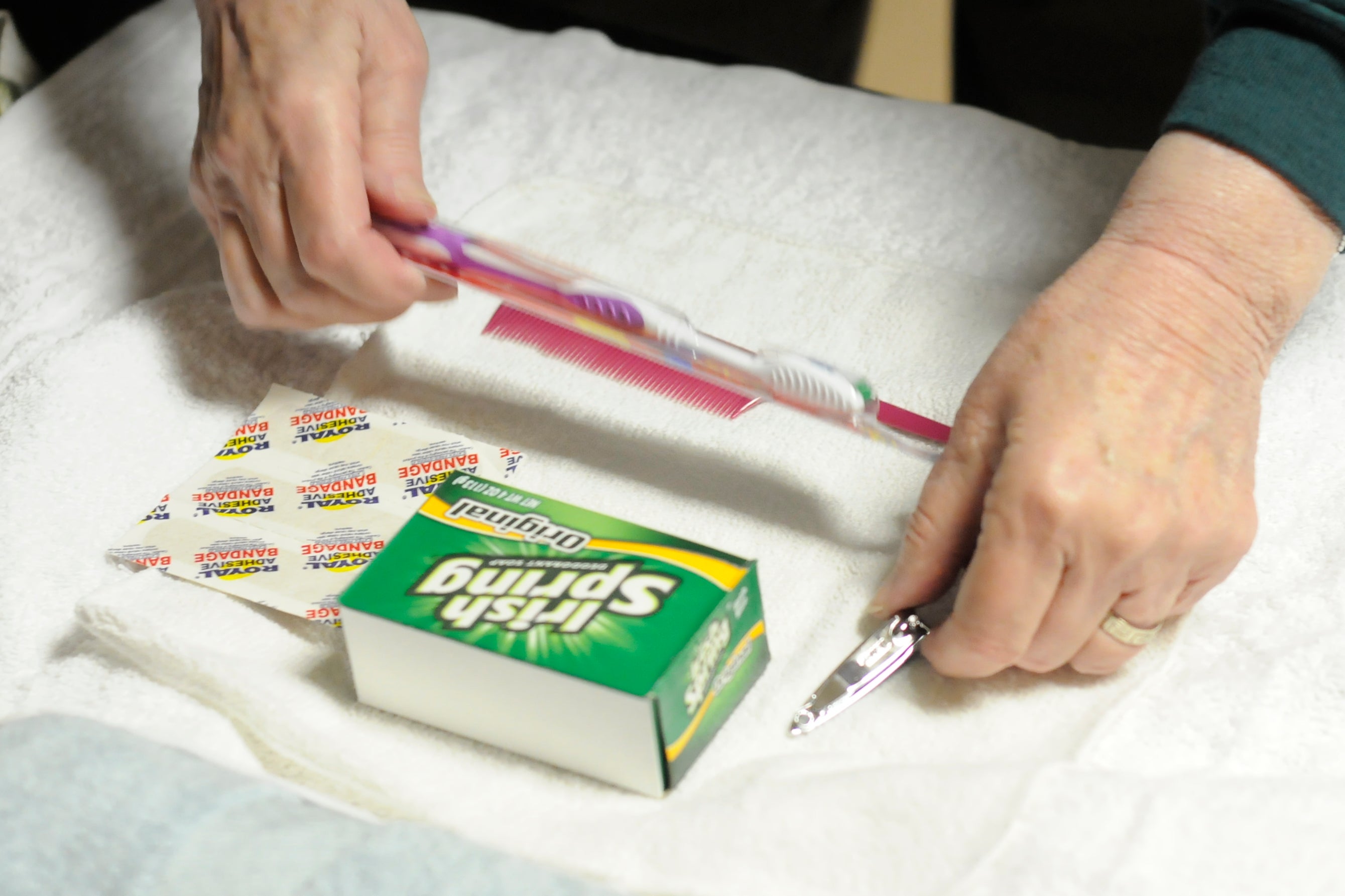 Irish Spring, toothbrushes, nail clippers, and more. 