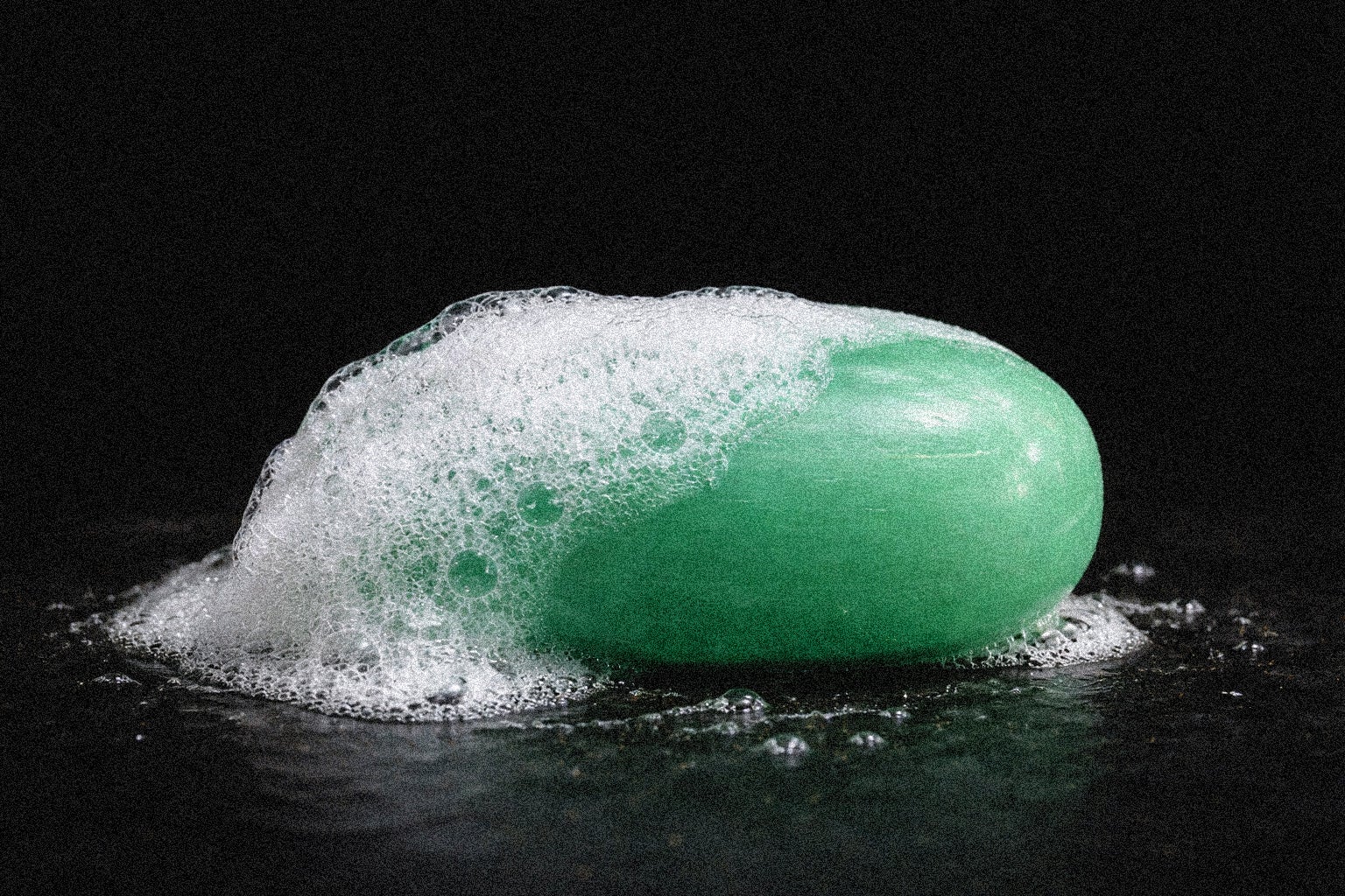 A lathered bar of Irish Spring.