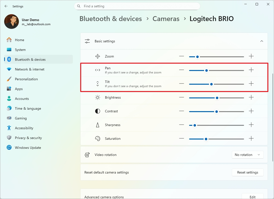 Camera pan and tilt support