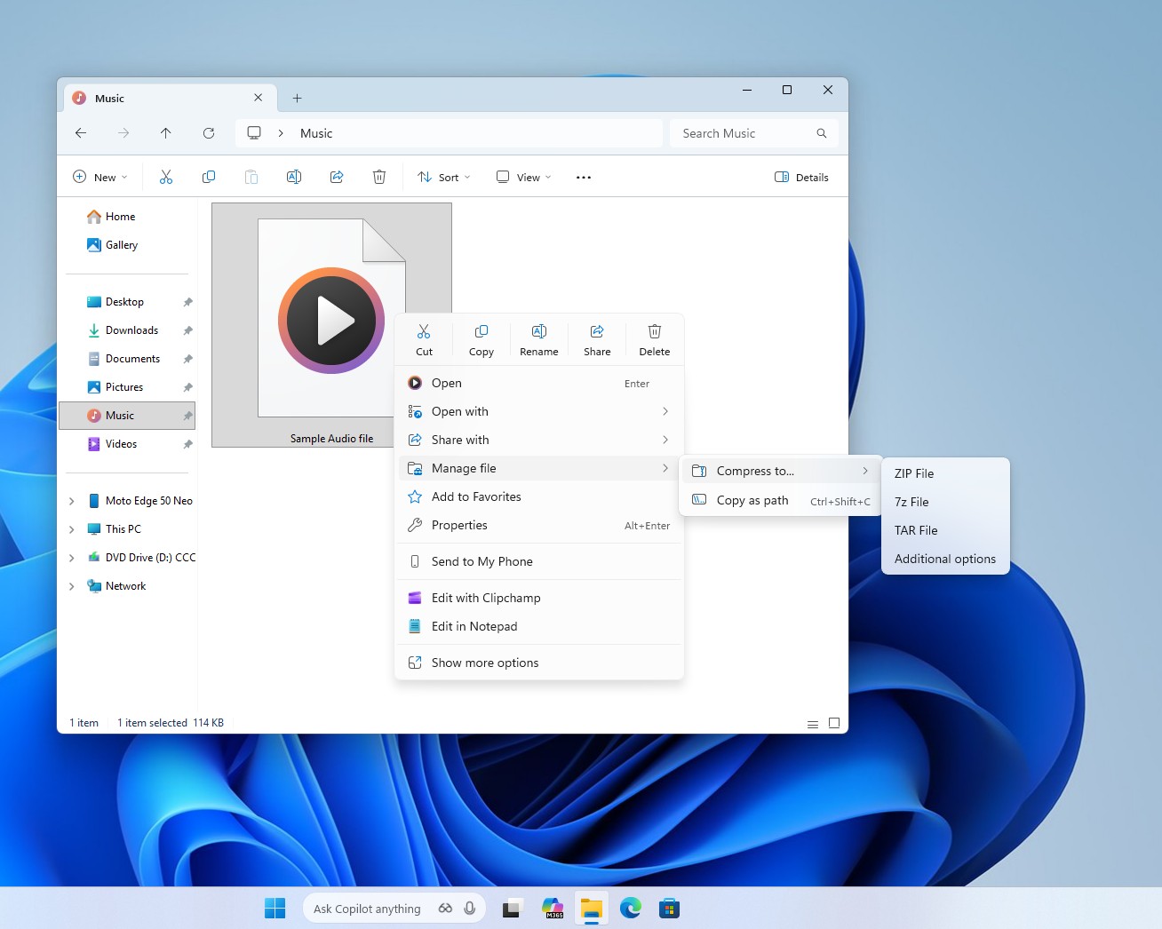 Context menu declutter in Windows 11