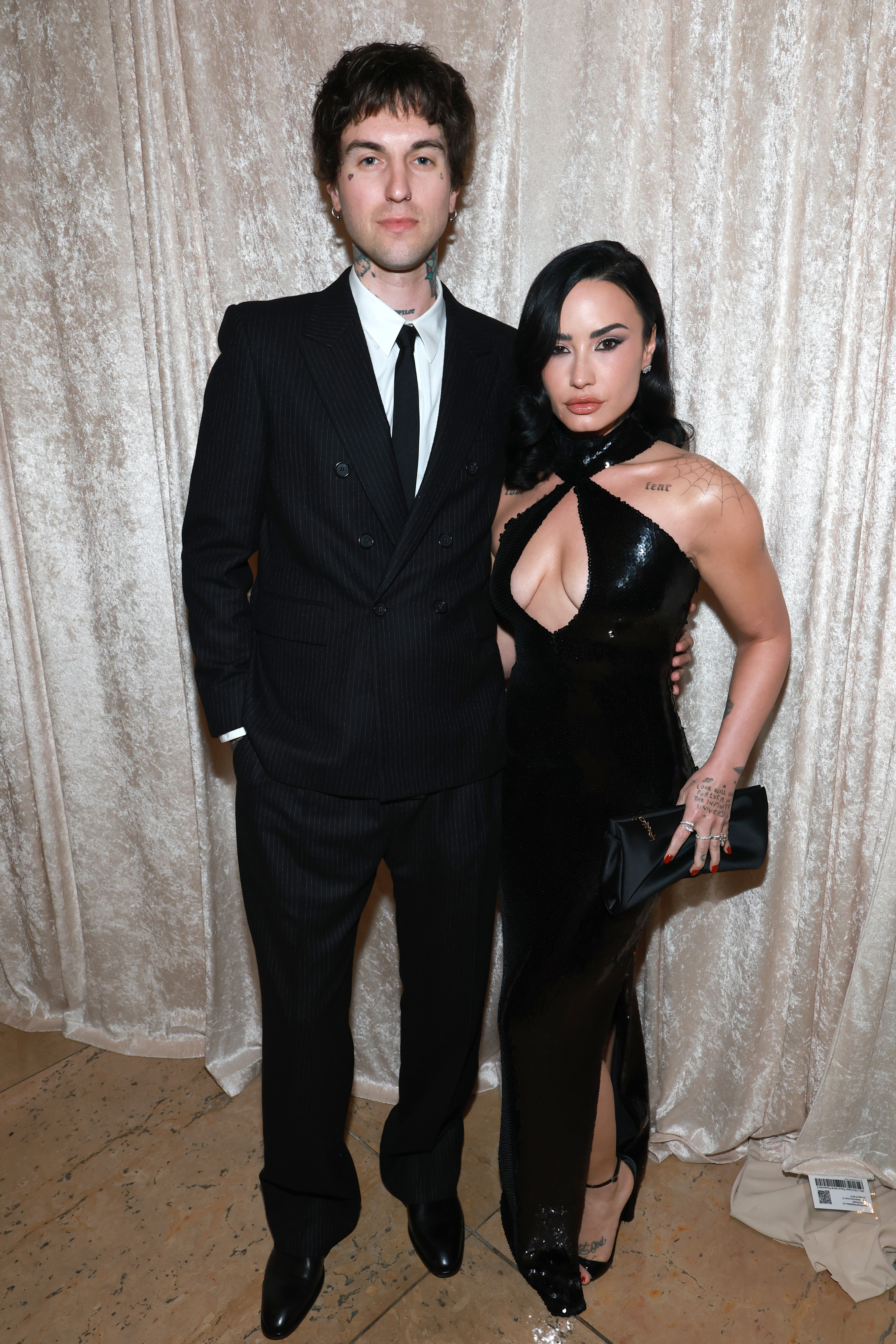 Jordan Lutes and Demi Lovato attends the 68th GRAMMY Awards Pre-GRAMMY Gala 