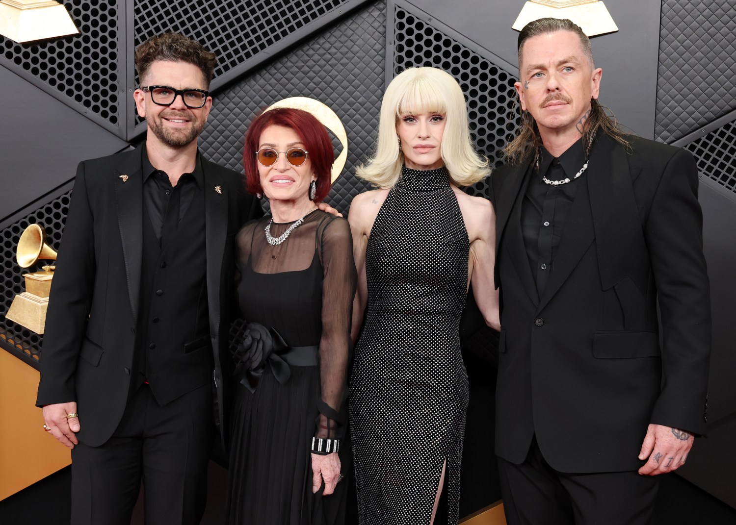 Jack Osbourne, Sharon Osbourne, Kelly Osbourne, and Sid Wilson attend the 68th Grammy Awards at Crypto.com Arena in Los Angeles on Feb. 1, 2026.