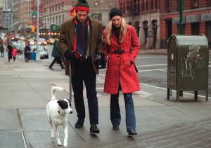 292061 08: (MAGAZINES PLEASE CALL) John F. Kennedy Jr. and his wife Carolyn walk with their dog January 1, 1997 in New York City. July 16, 2000 marks the one-year anniversary of the plane crash off the coast of Martha's Vineyard in Massachusetts that killed John F. Kennedy Jr., 38, his wife Carolyn Bessette Kennedy, 33, and her sister Lauren Bessette, 34. (Photo by Evan Agostini/Liaison)