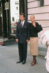 UNITED STATES - OCTOBER 06:  John F. Kennedy Jr. and bride Carolyn Bessette Kennedy stand in front of their apartment in Tribecca.  (Photo by Jon Naso/NY Daily News Archive via Getty Images)