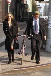 UNITED STATES - OCTOBER 23:  Newlyweds John F Kennedy Jr. and Carolyn Bessette Kennedy walk along Varick St.  (Photo by Jon Naso/NY Daily News Archive via Getty Images)