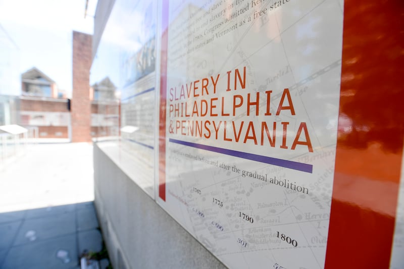 PHILADELPHIA, PENNSYLVANIA - AUGUST 9: Exhibits discussing slavery and the Founding Fathers' owning slaves are seen at the President's House on August 9, 2025 in Philadelphia, Pennsylvania. Around a dozen different exhibits and displays in Independence National Historic Park are under review by the National Park Service for potential removal or editing on September 17. The initiative to eliminate materials deemed disparaging to the Founding Fathers or the legacy of the United States is part of an executive order issued by Donald Trump in March. (Photo by Matthew Hatcher/Getty Images)