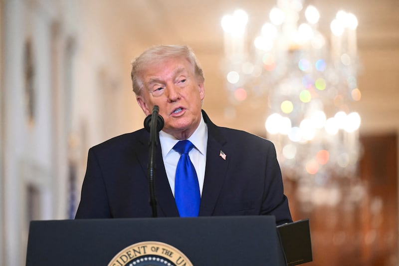 President Donald Trump became distracted while speaking during the Angel Families Remembrance Ceremony in the East Room of the White House on February 23, 2026.