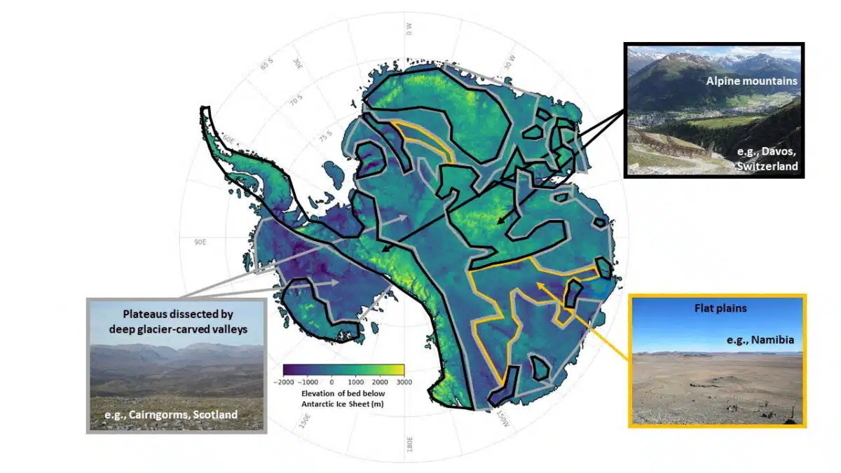 An Undated Handout Image Of A Map Illustrating A Subglacial Landscape Of Mountain Ranges, Deep Canyons And Wide Valleys In Antarctica