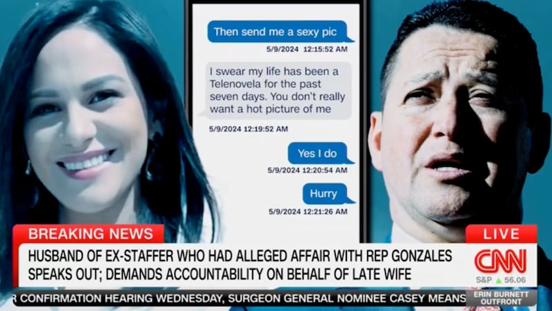 Text messages between Tony Gonzales and his late ex-staffer shared on CNN.