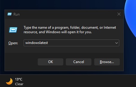 Windows Run with dark mode