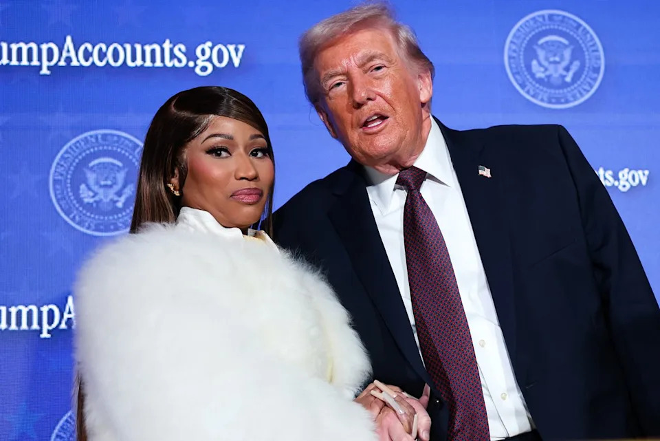 Nicki Minaj and President Donald Trump on January 28, 2026 in Washington, DC. Win McNamee/Getty 