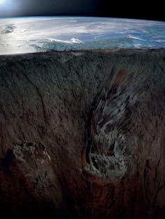 cross-section view of a lithospheric drip