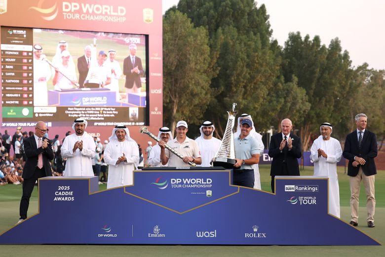 An Emirati businessman, bin Sulayem (center left) regularly attended the DP World Tour Championship, on November 16, in Dubai.