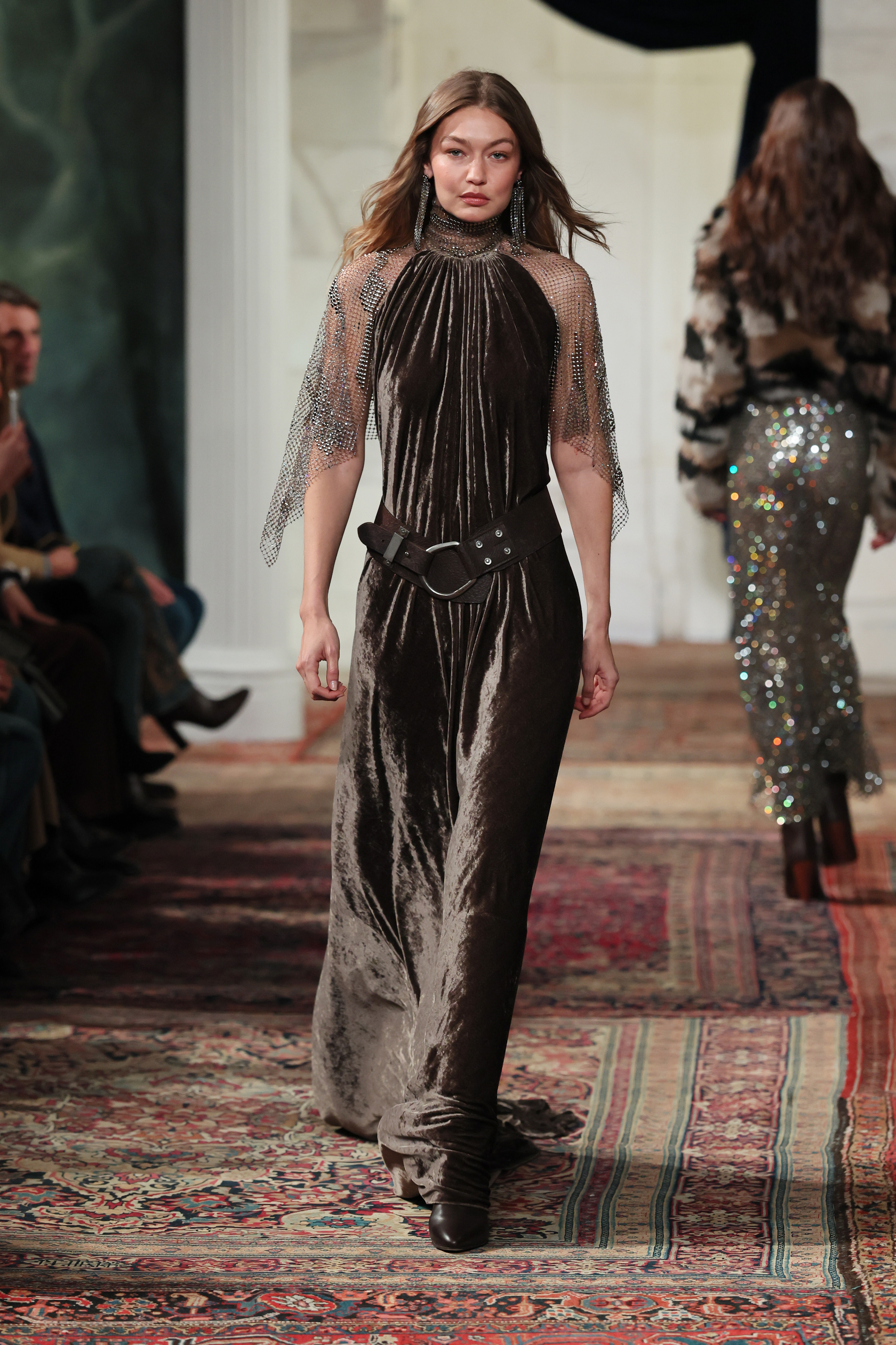 Gigi Hadid walks the runway for the Ralph Lauren fashion show