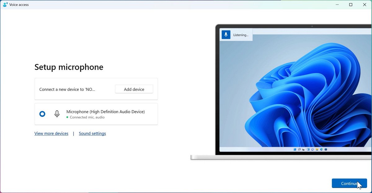 Voice Access new wizard