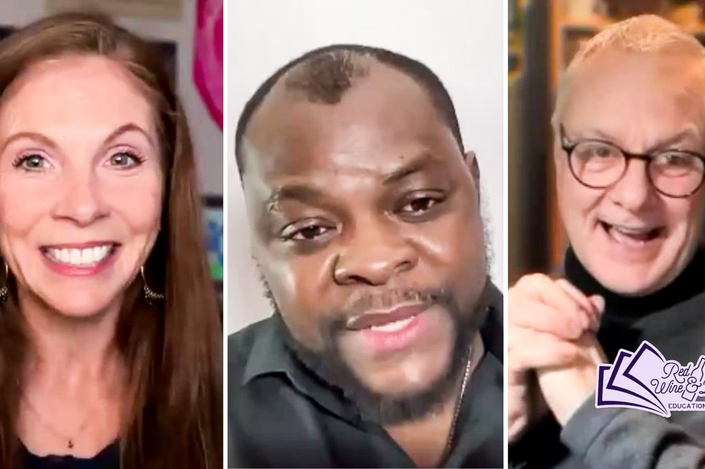 Closeups on Zoom screens of those three people named in the caption.