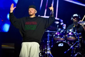 MEXICO CITY, MEXICO - SEPTEMBER 6: René Descartes "Residente" performs during a free concert at the Zócalo on September 6, 2025 in Mexico City, Mexico. (Photo by Jeannette Flores/ObturadorMX/Getty Images)