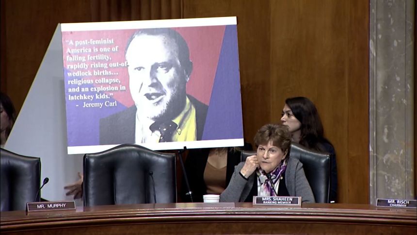 Sen. Jeanne Shaheen questions Carl during the hearing on Thursday.