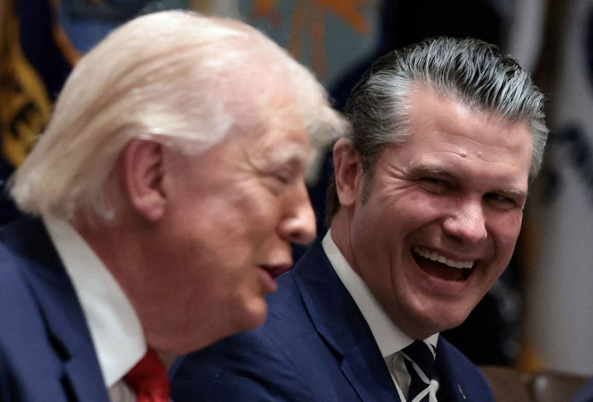 President Donald Trump and Defense Secretary Pete Hegseth during a Cabinet meeting at the White House on March 26, 2026.