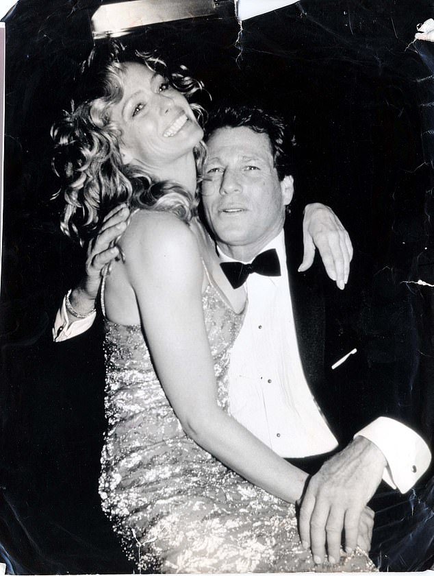 Ryan O'Neal and Farrah Fawcett at the New York premiere of O'Neal's movie, Chances Are, in 1991