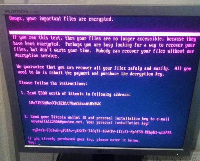NotPetya's ransom note displayed on a compromised system. 