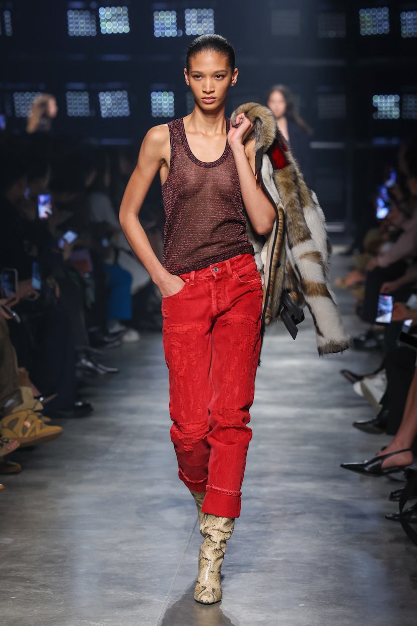 A model walks the runway during the Isabel Marant Womenswear Fall/Winter 2026-2027 show as part of P...