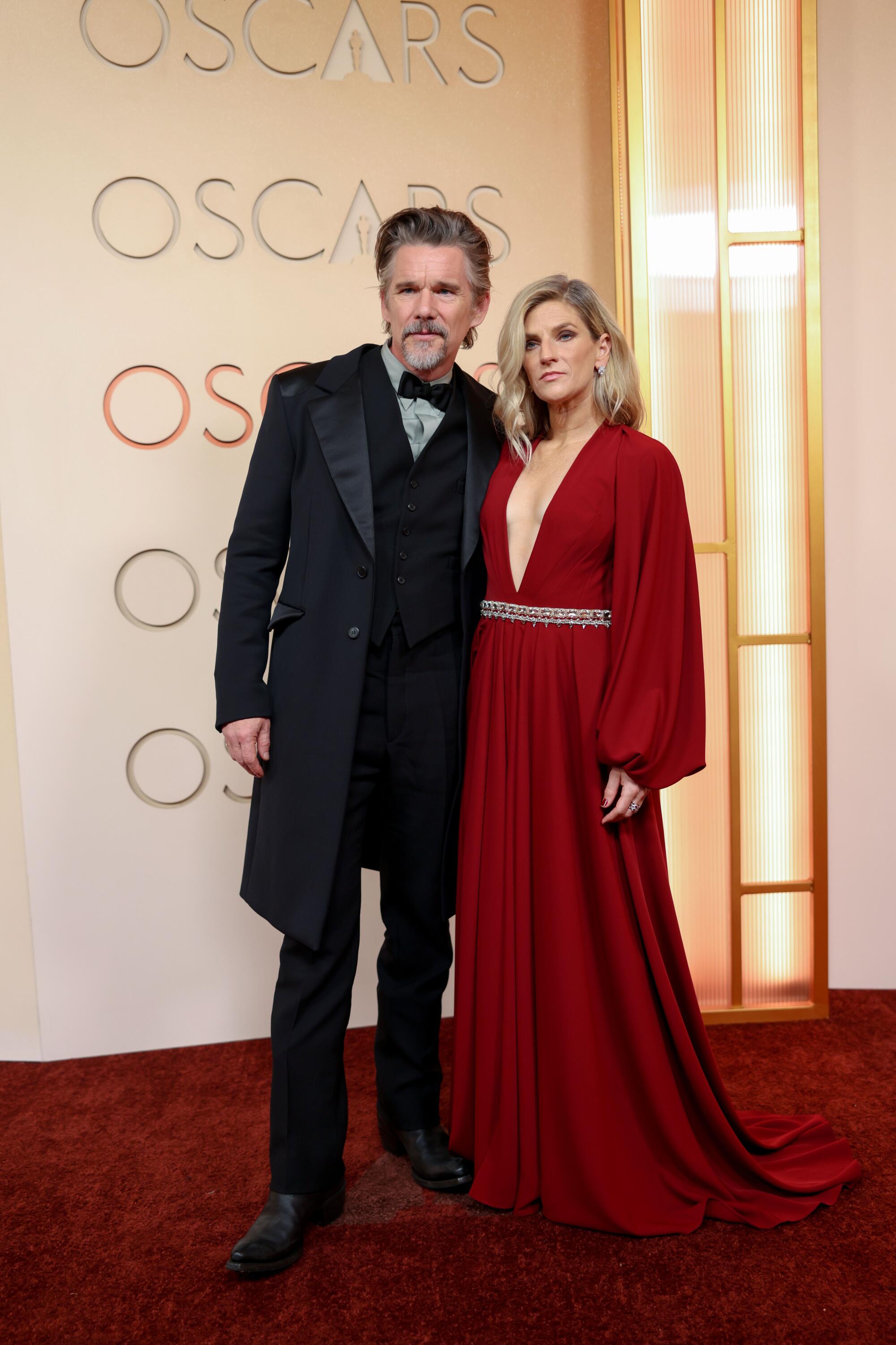Ethan and Ryan Hawke pose on the red carpet. 