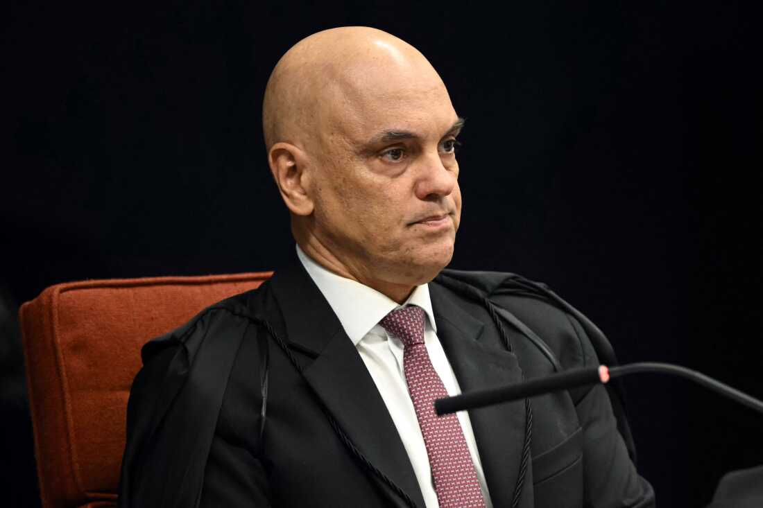 Brazil's Federal Supreme Court minister Alexandre de Moraes looks on during the voting session to convict or acquit far-right Brazil's former President Jair Bolsonaro in a coup trial at the Federal Supreme Court in Brasilia on Sept. 11, 2025.